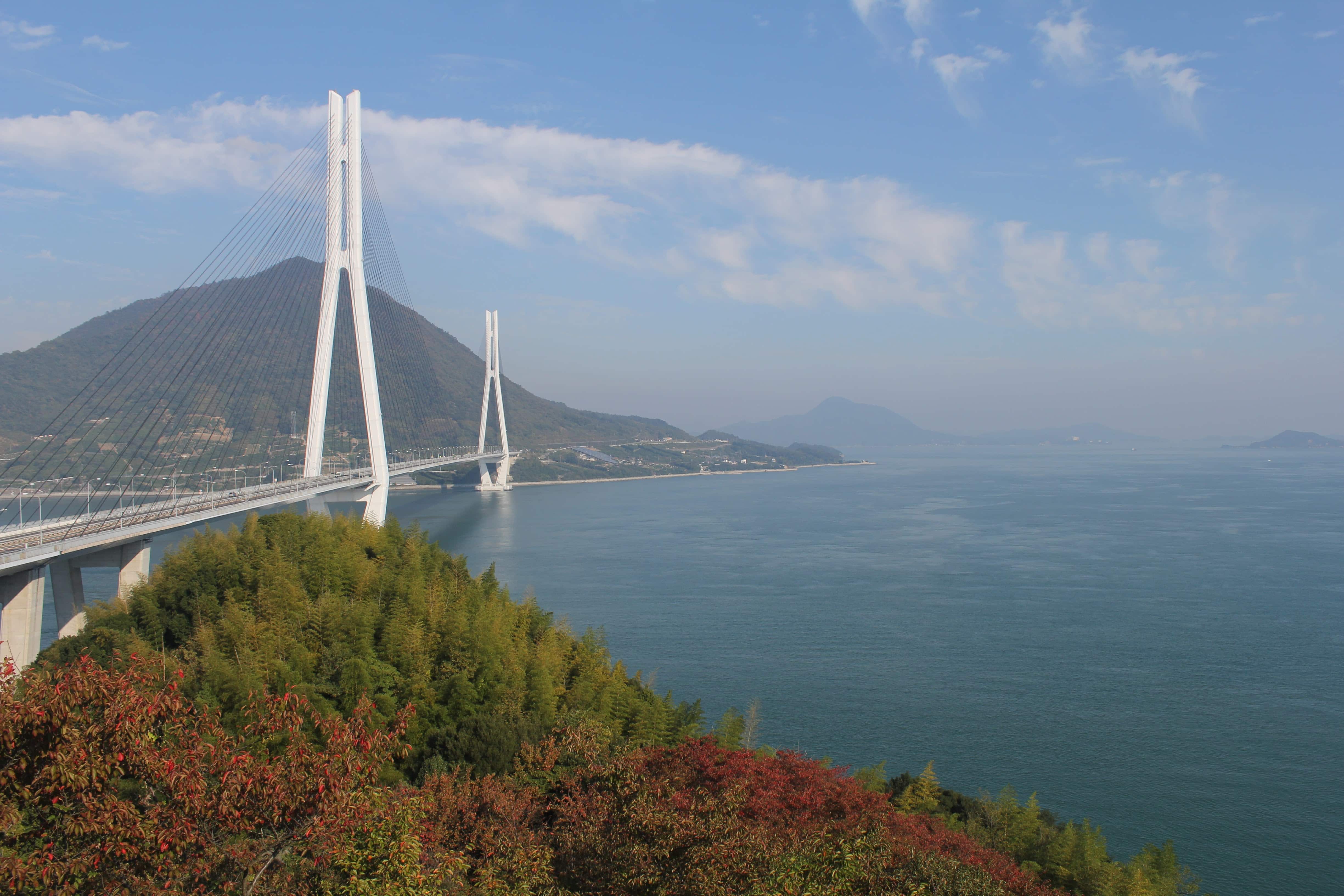 Bridge next to mountains in Japan