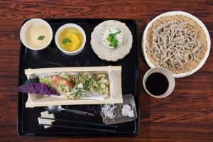 Soba noodles in a Japanese cooking class