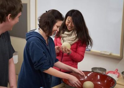 Making soba noodles in a Japanese cooking class with locals