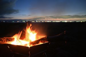 Campfire on a beach in Shikoku